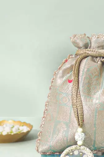 Multicolor silk potli bag