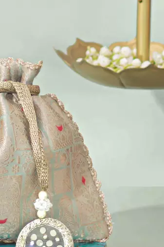 Multicolor silk potli bag
