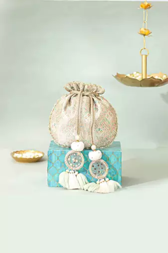 Multicolor silk potli bag