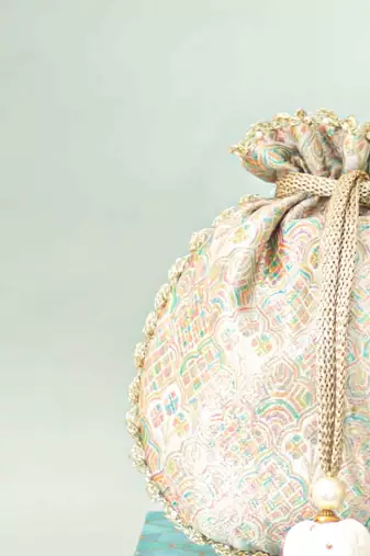 Multicolor silk potli bag