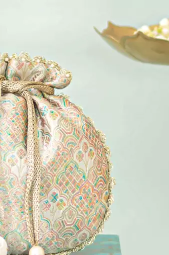 Multicolor silk potli bag