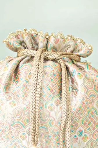 Multicolor silk potli bag
