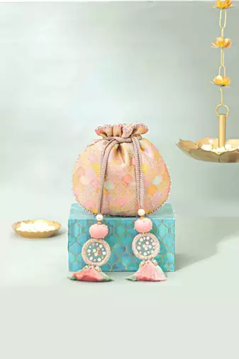 Multicolor silk potli bag