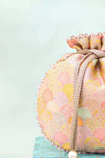 Multicolor silk potli bag