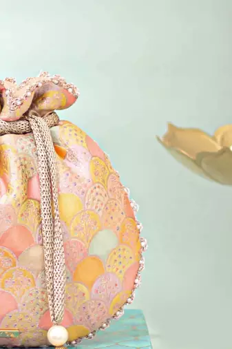 Multicolor silk potli bag