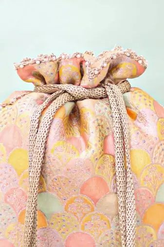 Multicolor silk potli bag
