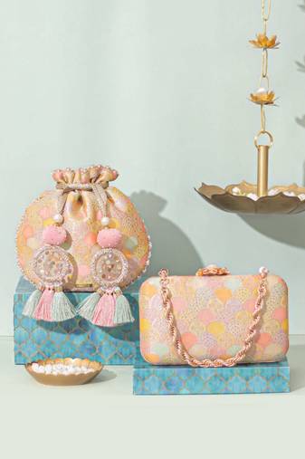 Multicolor silk clutch