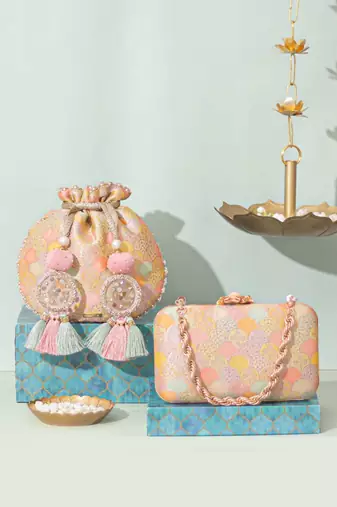 Multicolor silk clutch