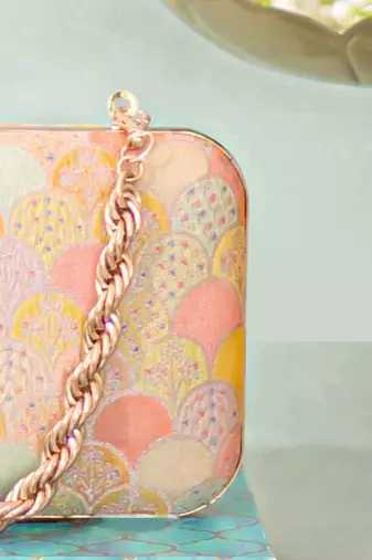 Multicolor silk clutch