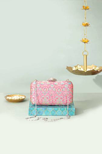 Multicolor silk clutch