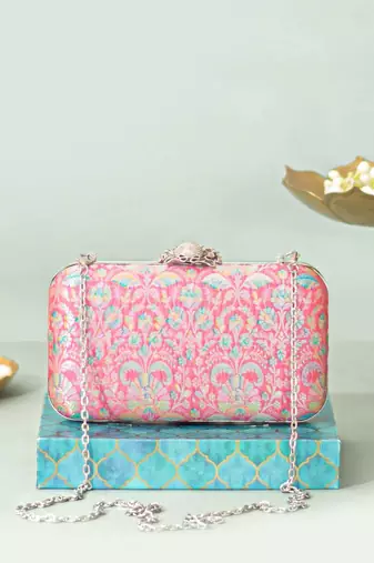 Multicolor silk clutch