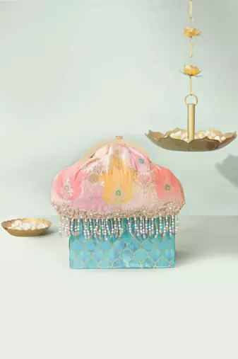 Multicolor silk potli bag