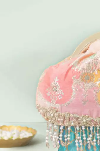 Multicolor silk potli bag