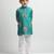 Green printed cotton kurta pyjama