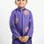 Purple printed cotton nehru jacket set