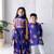 Purple printed cotton lehenga with hair clip & potli bag.