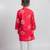 Red printed cotton kurta pyjama
