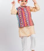 Multicolor printed cotton nehru jacket set