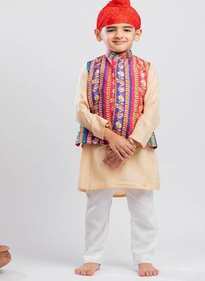 Multicolor printed cotton nehru jacket set 4