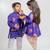 Purple printed cotton nehru jacket set