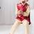 Red printed cotton nehru jacket set