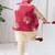 Red printed cotton nehru jacket set