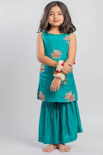 Green printed cotton sharara