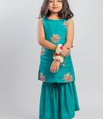 Green printed cotton sharara