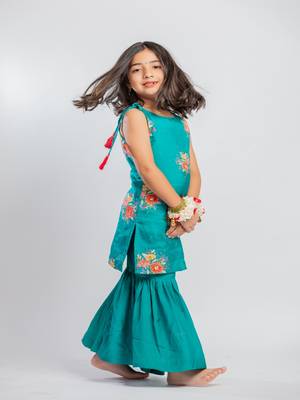 Green printed cotton sharara 2