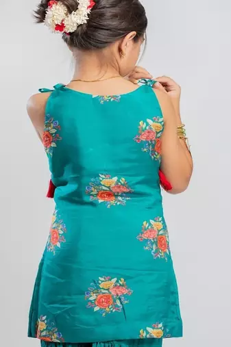 Green printed cotton sharara