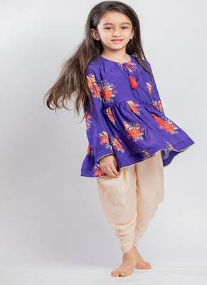 Purple printed cotton kurta set 5