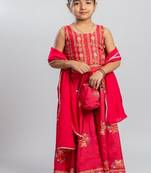 Red printed cotton lehenga