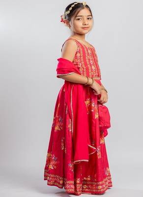 Red printed cotton lehenga 2
