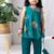 Green printed cotton kurta set with hair clip & potli bag.
