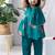 Green printed cotton kurta set with hair clip & potli bag.