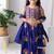Purple printed cotton lehenga with hair clip & potli bag.