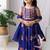 Purple printed cotton lehenga with hair clip & potli bag.