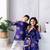 Purple printed cotton lehenga with hair clip & potli bag.