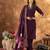 Wine Designer Straight Kurti Pant Dupatta Set With Embroidery And Hand Work