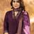 Wine Designer Straight Kurti Pant Dupatta Set With Embroidery And Hand Work