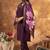 Wine Designer Straight Kurti Pant Dupatta Set With Embroidery And Hand Work