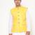 Elegant lemin yellow nehru jacket with golden floral motif accents.