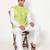 Elegant green nehru jacket with golden floral motif accents.