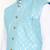 Elegant sky blue nehru jacket with golden floral motif accents.
