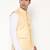 Elegant yellow nehru jacket with golden floral motif accents.
