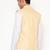 Elegant yellow nehru jacket with golden floral motif accents.