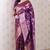 wine banarasi jaal silk blend gold zari meenakari woven saree
