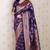 violet banarasi jaal silk blend gold zari meenakari woven saree