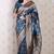 denim blue banarasi jaal silk blend gold zari meenakari woven saree