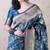 denim blue banarasi jaal silk blend gold zari meenakari woven saree
